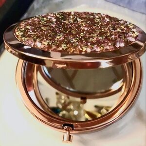 Sparkling Rose Gold Compact Makeup Mirror